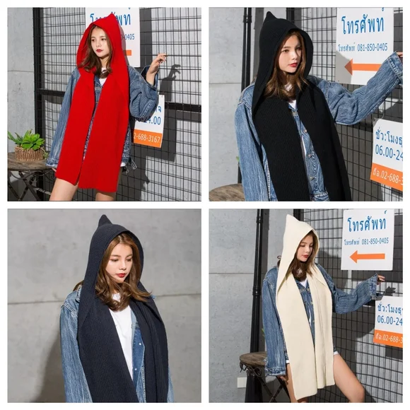 Hooded Scarf in Burgundy - Picture 8 of 11